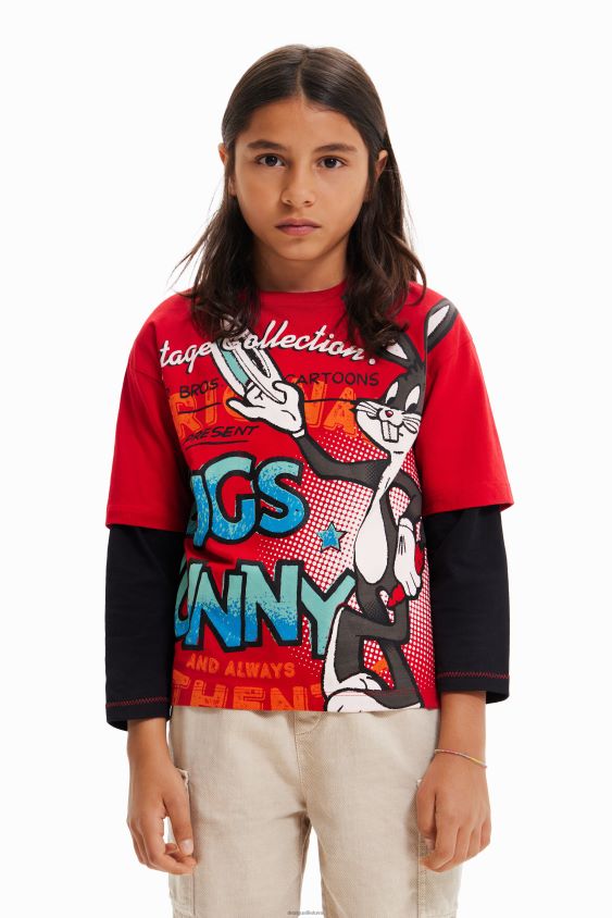 Desigual berniukas Bugs Bunny marškinėliai dvigubomis rankovėmis apranga S606BV1796