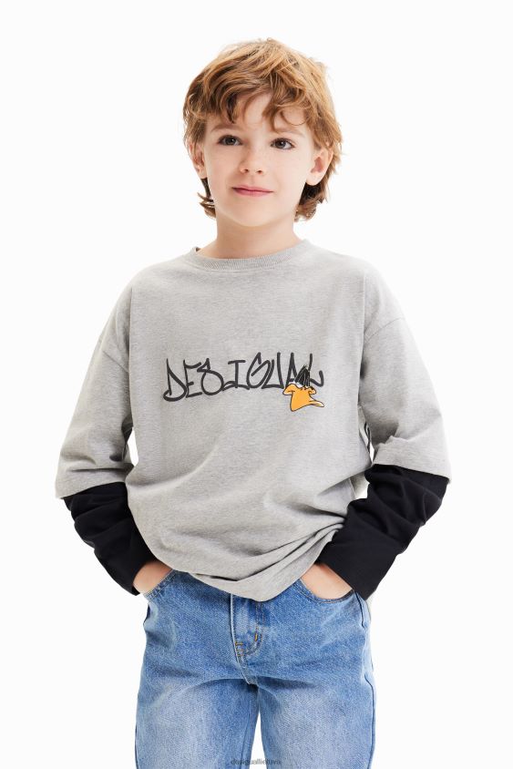Desigual berniukas Looney melodijų marškinėliai dvigubomis rankovėmis apranga S606BV1741