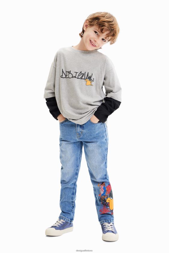 Desigual berniukas Looney melodijų marškinėliai dvigubomis rankovėmis apranga S606BV1741