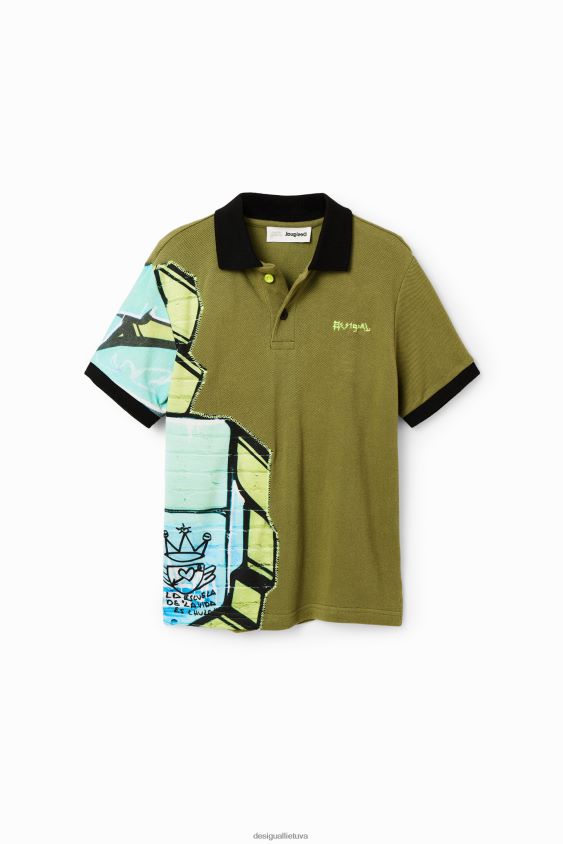 Desigual berniukas graffiti polo marškinėliai trumpomis rankovėmis apranga S606BV1795