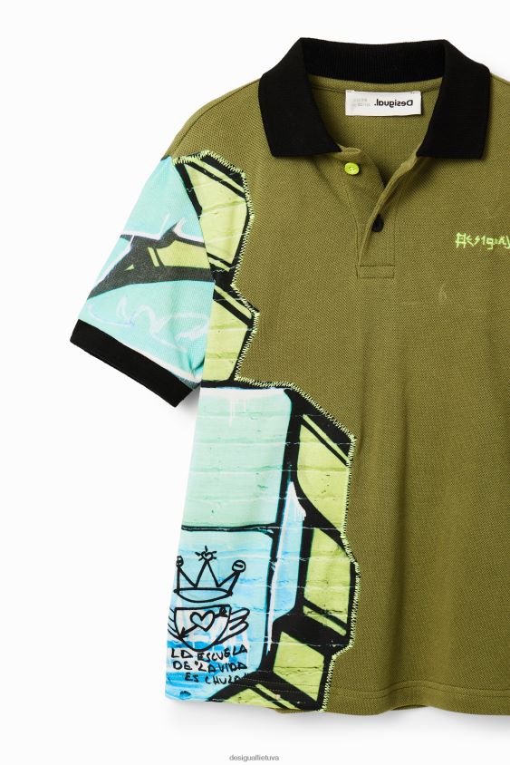 Desigual berniukas graffiti polo marškinėliai trumpomis rankovėmis apranga S606BV1795
