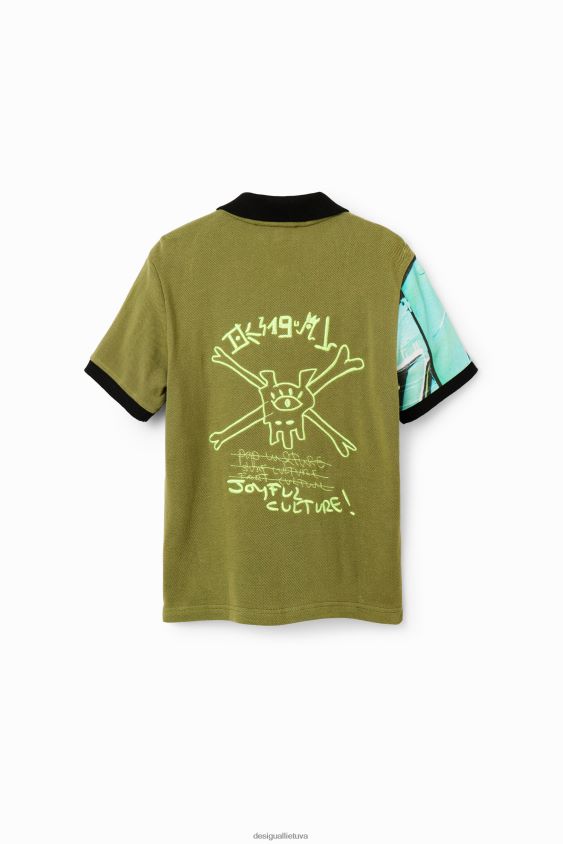 Desigual berniukas graffiti polo marškinėliai trumpomis rankovėmis apranga S606BV1795