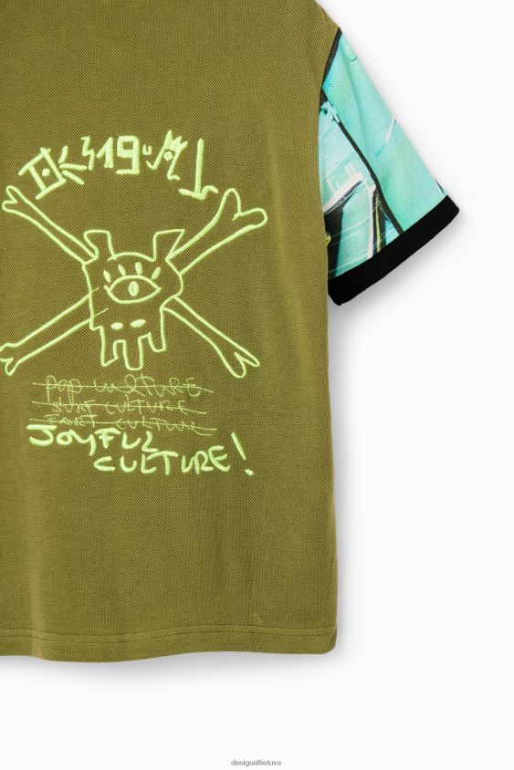 Desigual berniukas graffiti polo marškinėliai trumpomis rankovėmis apranga S606BV1795