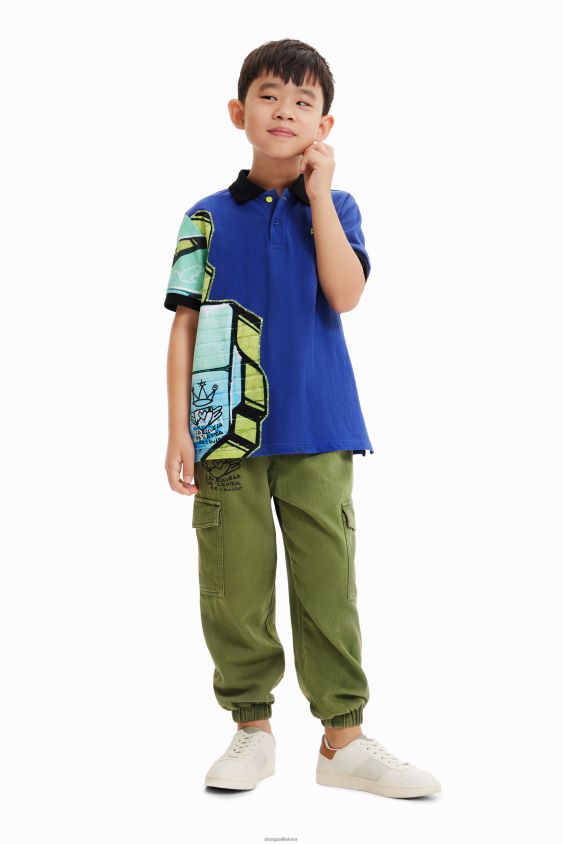 Desigual berniukas graffiti polo marškinėliai trumpomis rankovėmis apranga S606BV1823