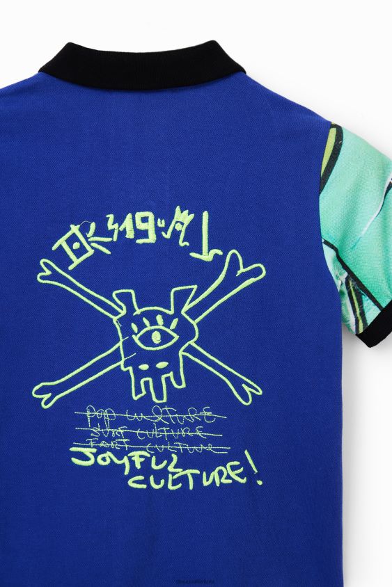 Desigual berniukas graffiti polo marškinėliai trumpomis rankovėmis apranga S606BV1823