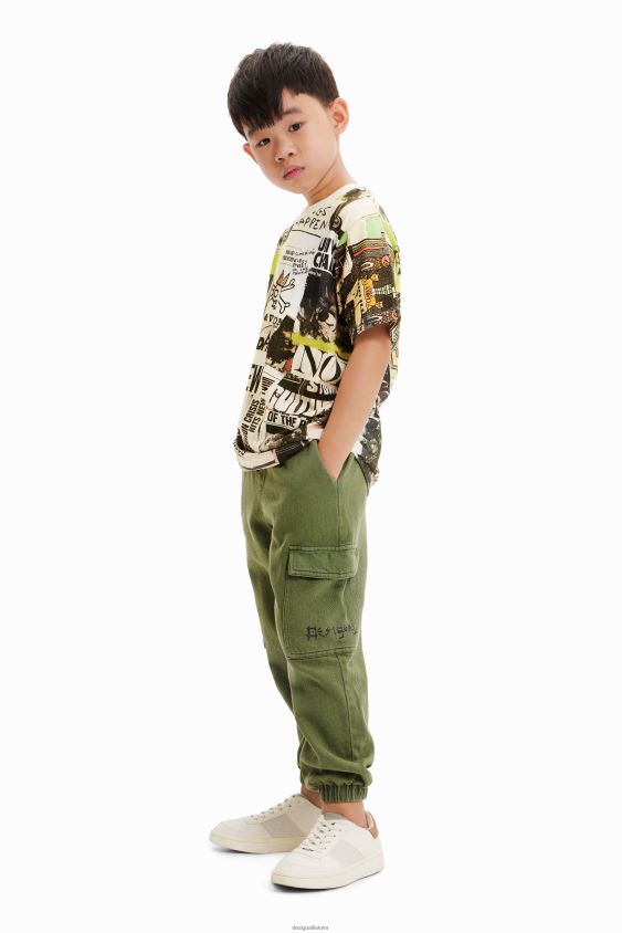 Desigual berniukas laikraščių marškinėliai trumpomis rankovėmis apranga S606BV1781
