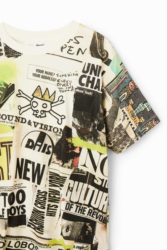 Desigual berniukas laikraščių marškinėliai trumpomis rankovėmis apranga S606BV1781