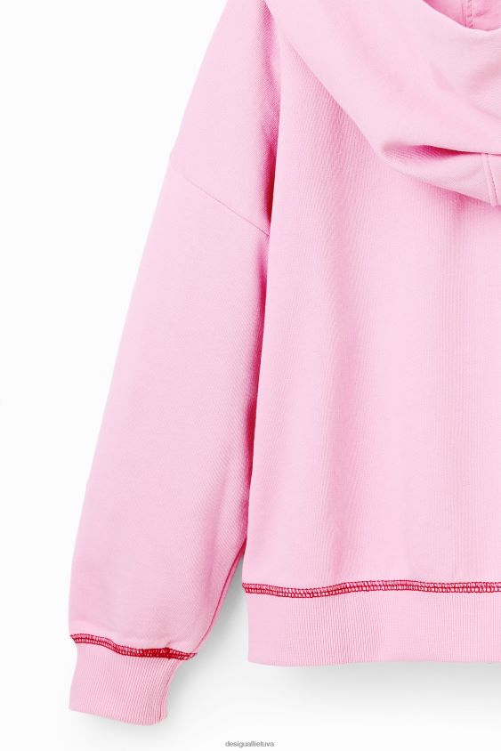 Desigual mergina blizgučiais puoštas rožinės spalvos pantera megztinis apranga S606BV1759