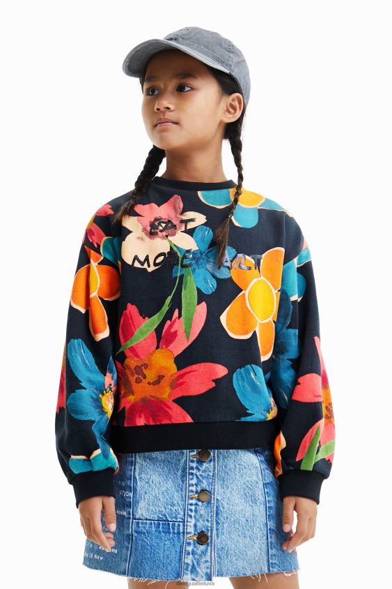 Desigual mergina gėlėtas oversize megztinis apranga S606BV1801