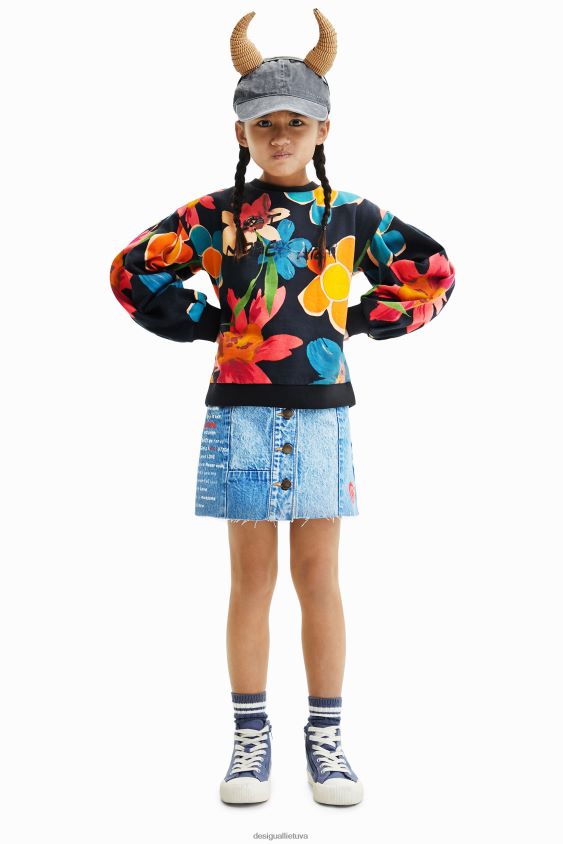 Desigual mergina gėlėtas oversize megztinis apranga S606BV1801