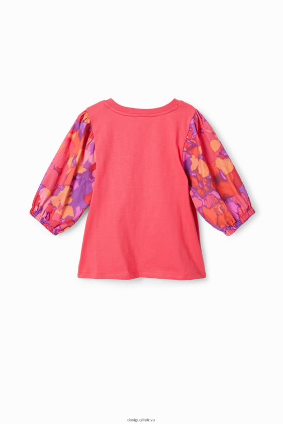 Desigual mergina Gėlėti marškinėliai pūstomis rankovėmis apranga S606BV1739
