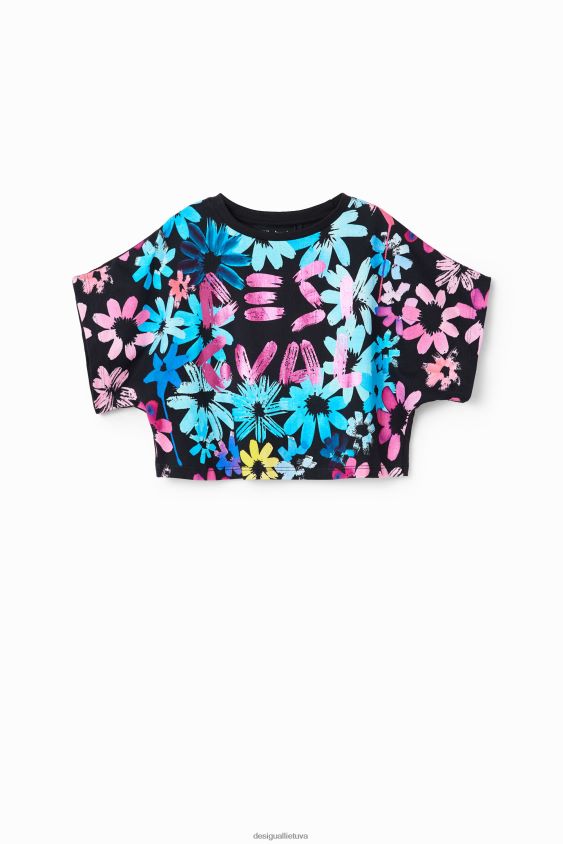 Desigual mergina apkarpyti gėlėti marškinėliai apranga S606BV1879