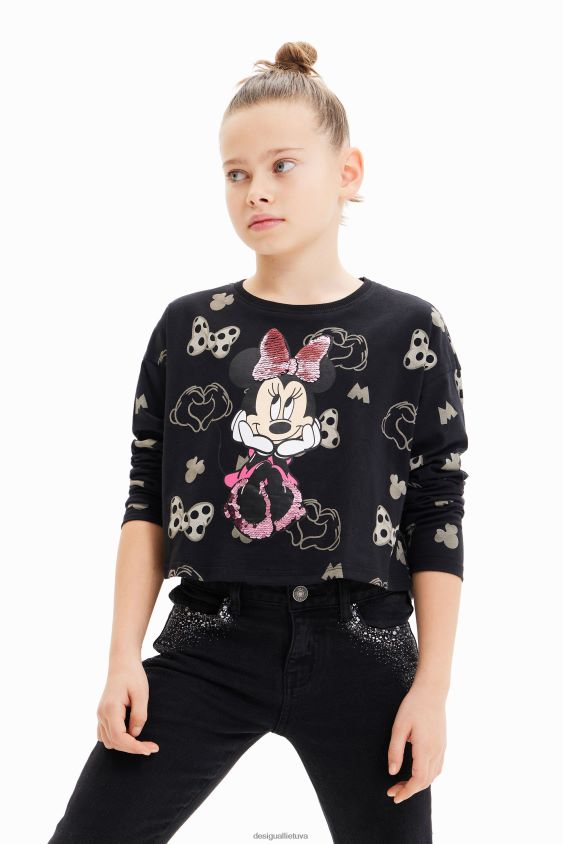 Desigual mergina blizgučiais puošti Minnie Mouse marškinėliai apranga S606BV1744