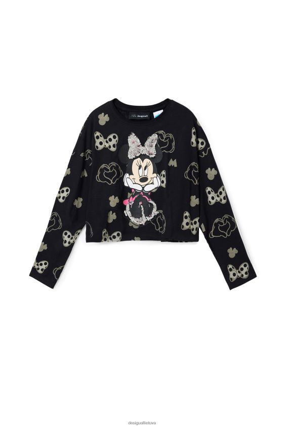 Desigual mergina blizgučiais puošti Minnie Mouse marškinėliai apranga S606BV1744