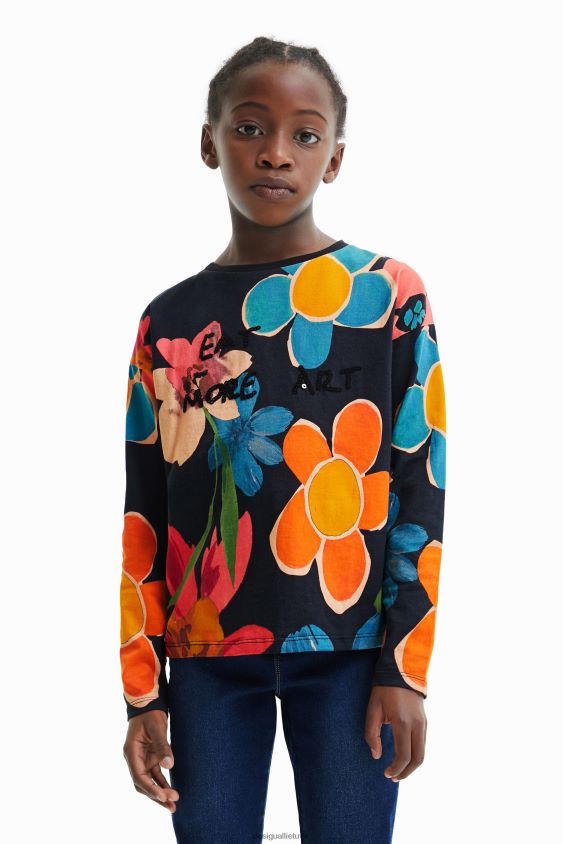 Desigual mergina gėlėmis marginti marškinėliai apranga S606BV1837