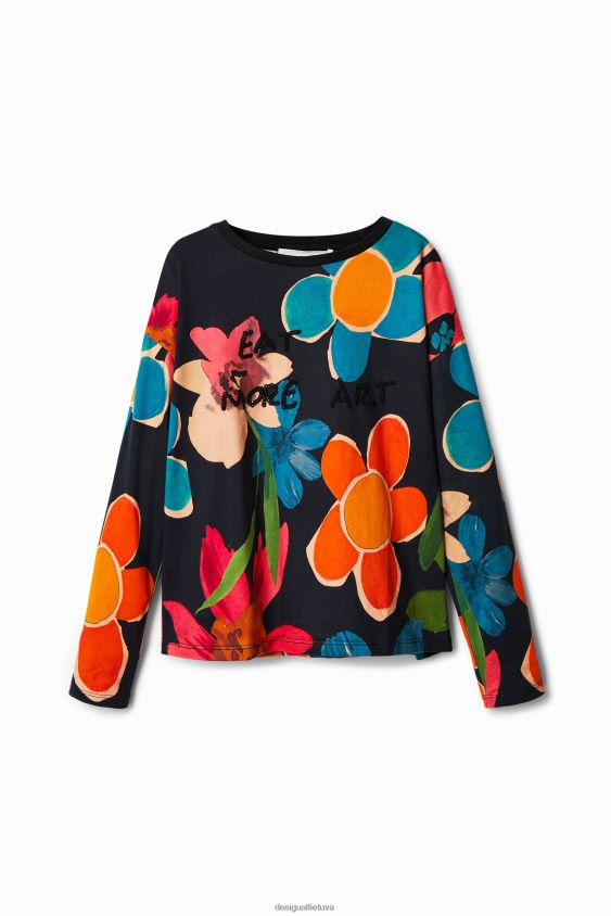 Desigual mergina gėlėmis marginti marškinėliai apranga S606BV1837