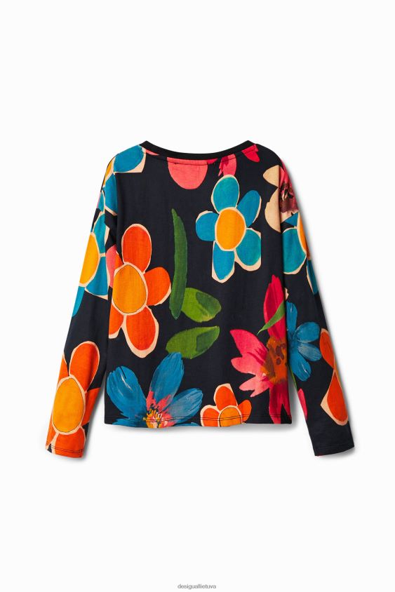 Desigual mergina gėlėmis marginti marškinėliai apranga S606BV1837