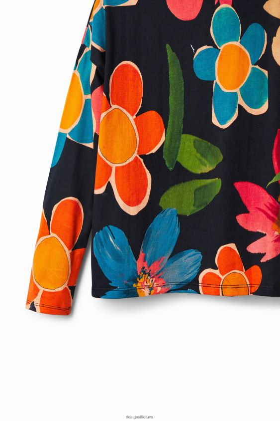 Desigual mergina gėlėmis marginti marškinėliai apranga S606BV1837