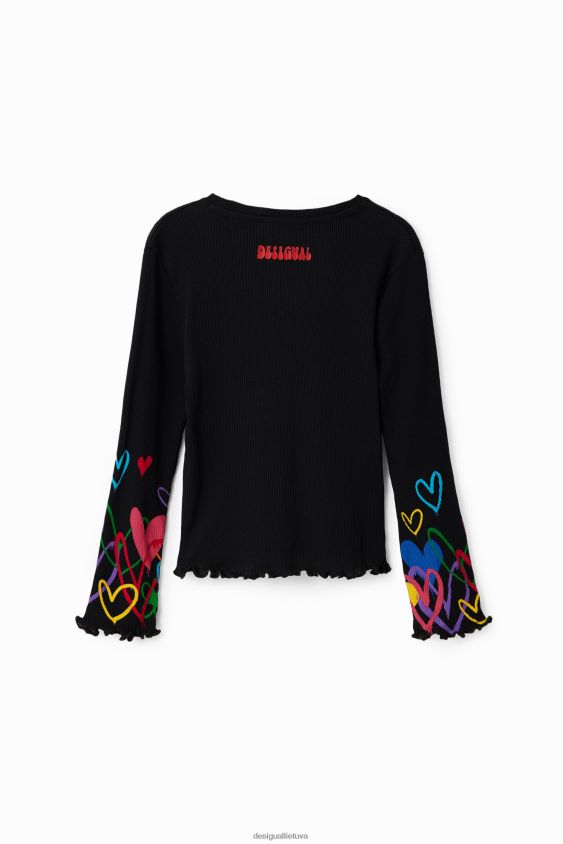 Desigual mergina iškirpti širdies marškinėliai apranga S606BV1702