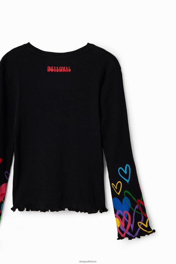 Desigual mergina iškirpti širdies marškinėliai apranga S606BV1702