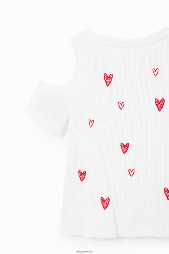 Desigual mergina iškirpti širdies marškinėliai apranga S606BV1803