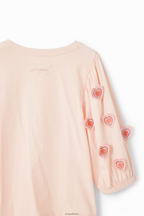 Desigual mergina širdies marškinėliai pūstomis rankovėmis apranga S606BV1748