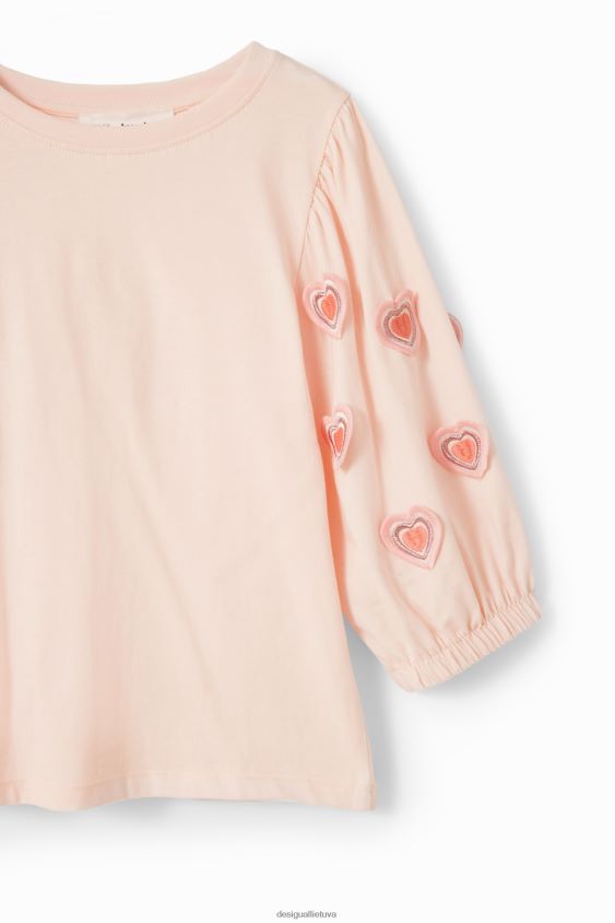 Desigual mergina širdies marškinėliai pūstomis rankovėmis apranga S606BV1748