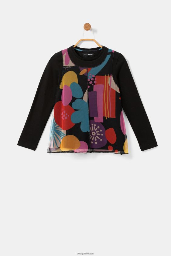 Desigual mergina tiulio rašto marškinėliai apranga S606BV1802