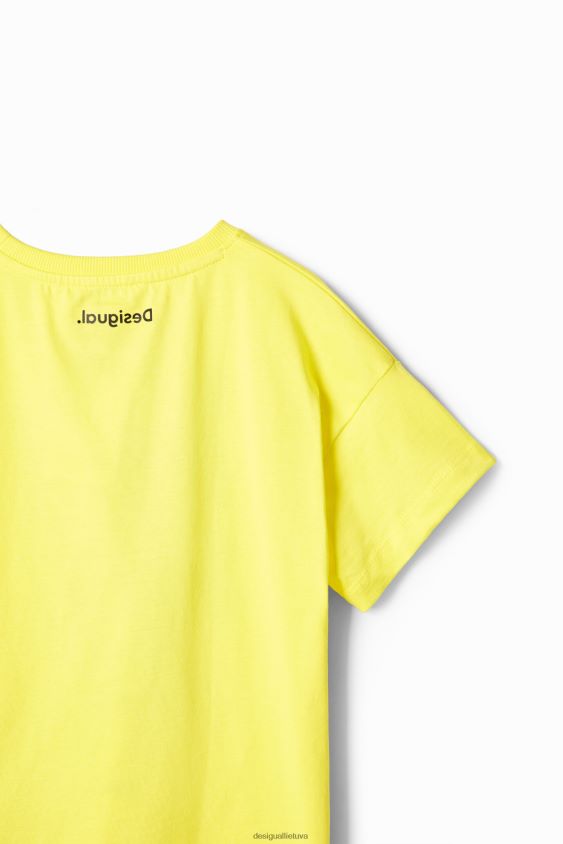 Desigual mergina trumpomis rankovėmis augaliniai marškinėliai apranga S606BV1783
