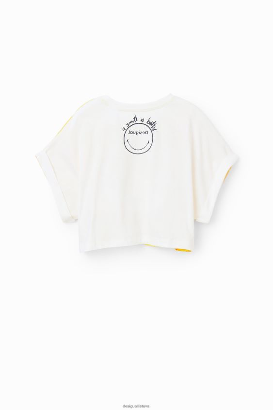 Desigual mergina šypsenėlių citrina apkarpyti marškinėliai apranga S606BV1805