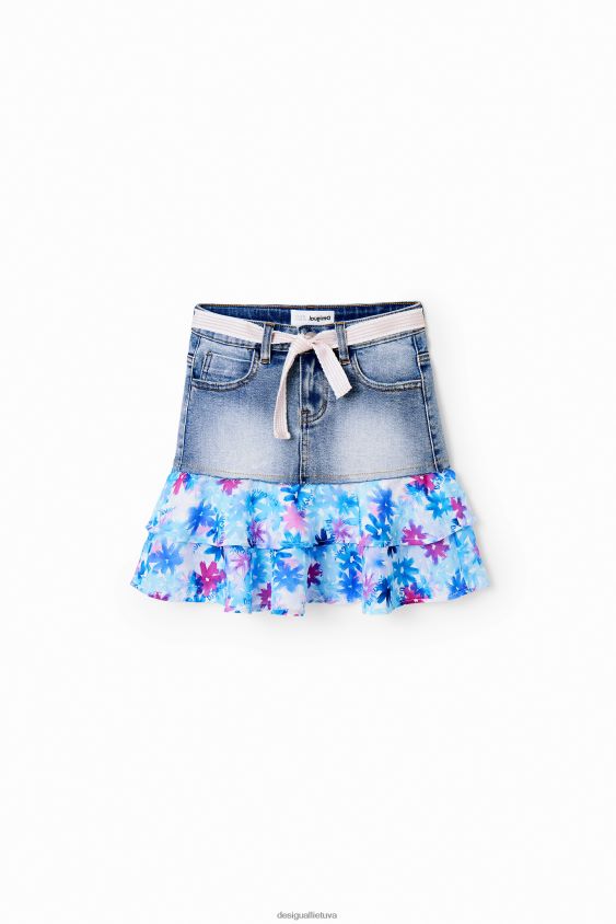 Desigual mergina Gėlėtas raukinys džinsinis mini sijonas apranga S606BV1788