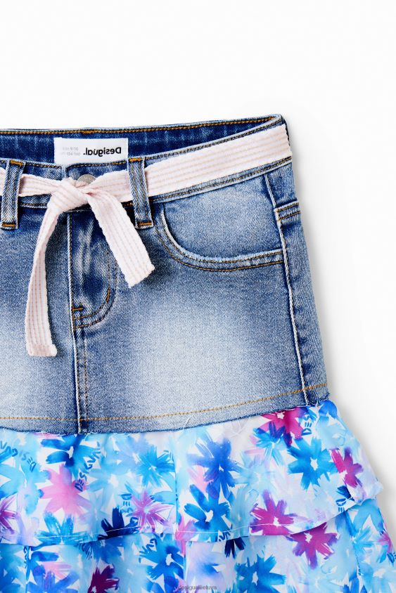 Desigual mergina Gėlėtas raukinys džinsinis mini sijonas apranga S606BV1788