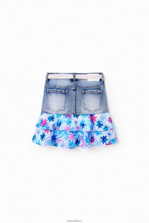 Desigual mergina Gėlėtas raukinys džinsinis mini sijonas apranga S606BV1788