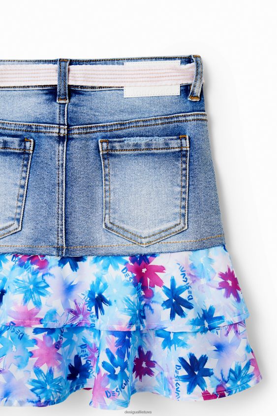 Desigual mergina Gėlėtas raukinys džinsinis mini sijonas apranga S606BV1788