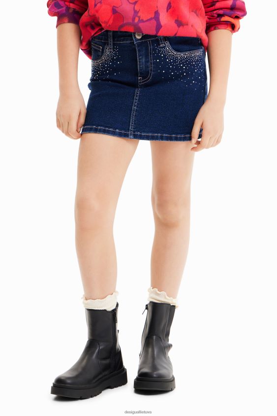 Desigual mergina Kalnų krištolinis džinsinis mini sijonas apranga S606BV1712