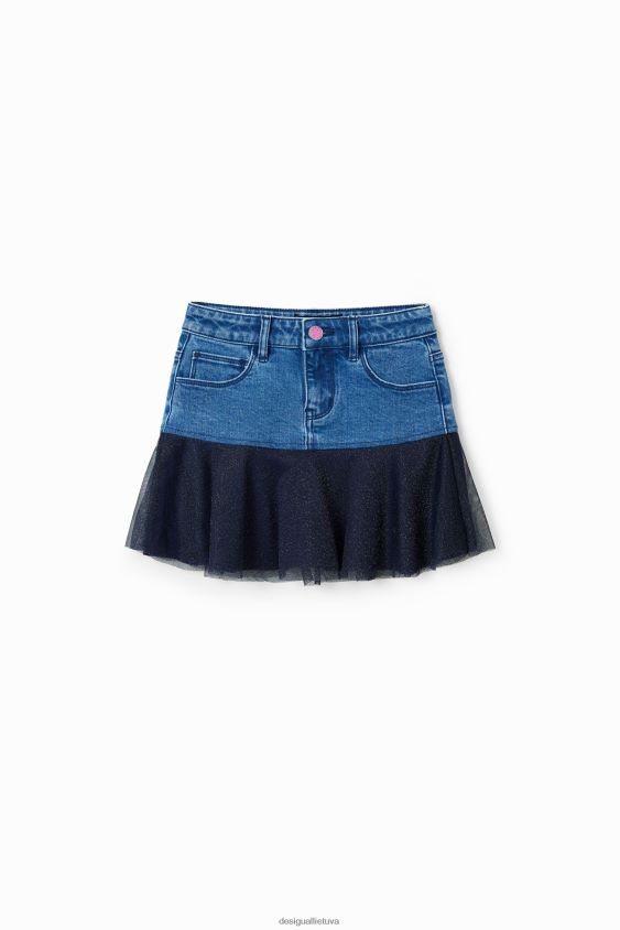 Desigual mergina blizgus raukinis džinsinis mini sijonas apranga S606BV1717