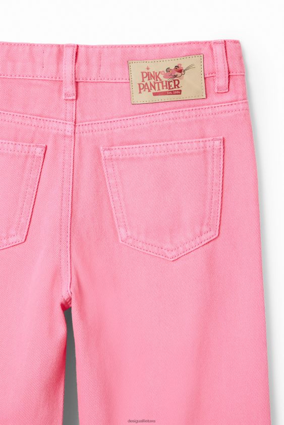 Desigual mergina rožinės spalvos panther flare džinsai apranga S606BV682