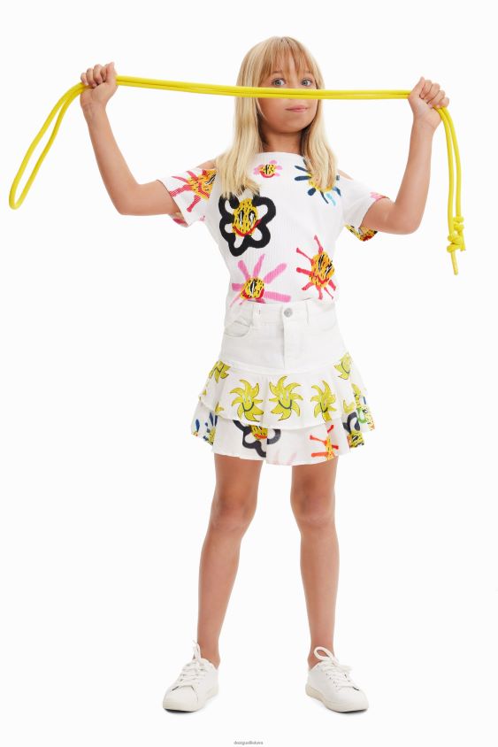Desigual mergina saulės raukinis džinsinis mini sijonas apranga S606BV1815