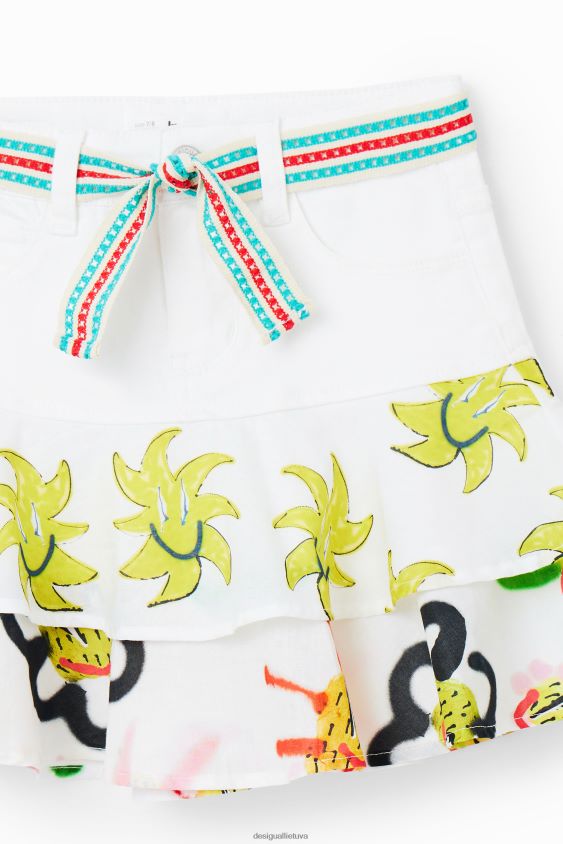 Desigual mergina saulės raukinis džinsinis mini sijonas apranga S606BV1815