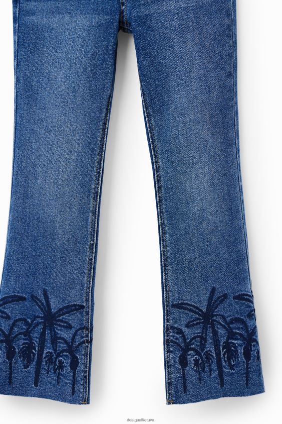 Desigual mergina siuvinėti ilgi, platėjantys džinsai apranga S606BV1854