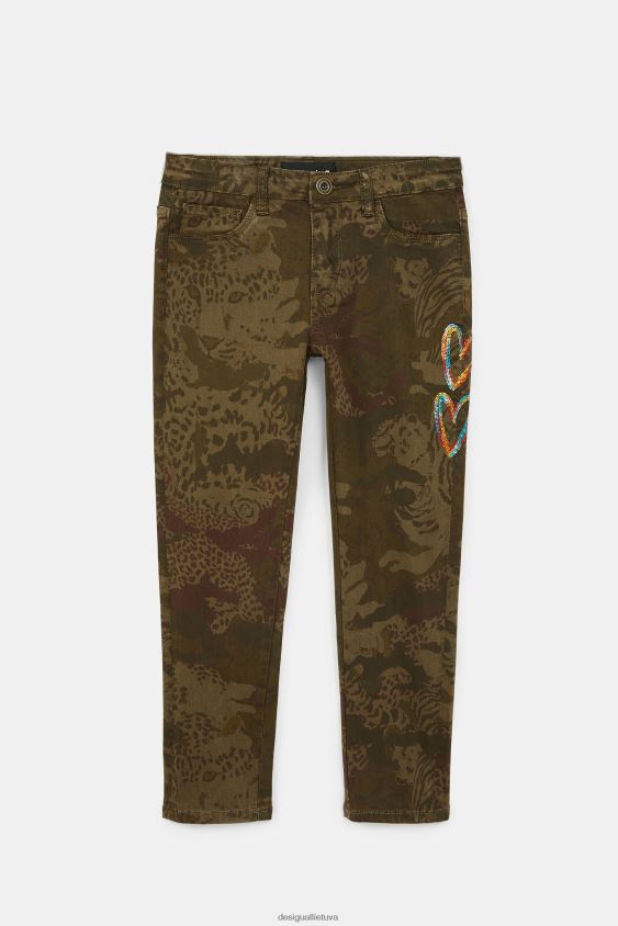 Desigual mergina tiesios siuvinėtos rašto kelnės apranga S606BV1887