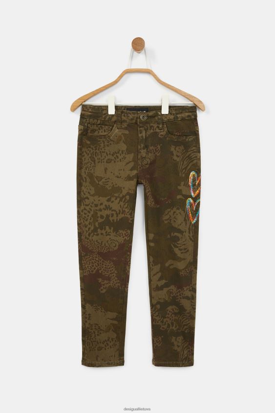 Desigual mergina tiesios siuvinėtos rašto kelnės apranga S606BV1887