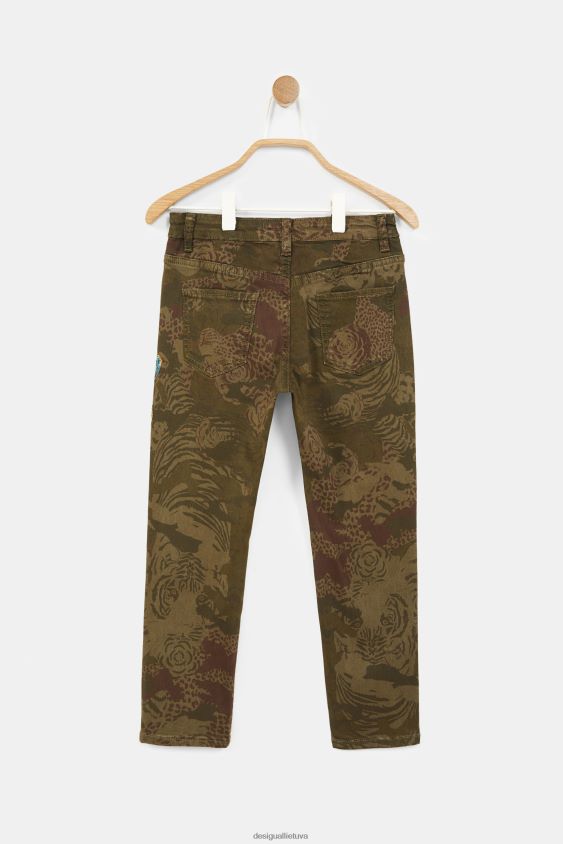 Desigual mergina tiesios siuvinėtos rašto kelnės apranga S606BV1887