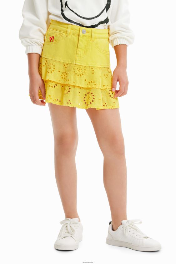 Desigual mergina šveicariško siuvinėjimo mini sijonas apranga S606BV1787