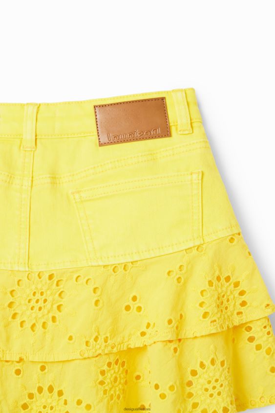 Desigual mergina šveicariško siuvinėjimo mini sijonas apranga S606BV1787
