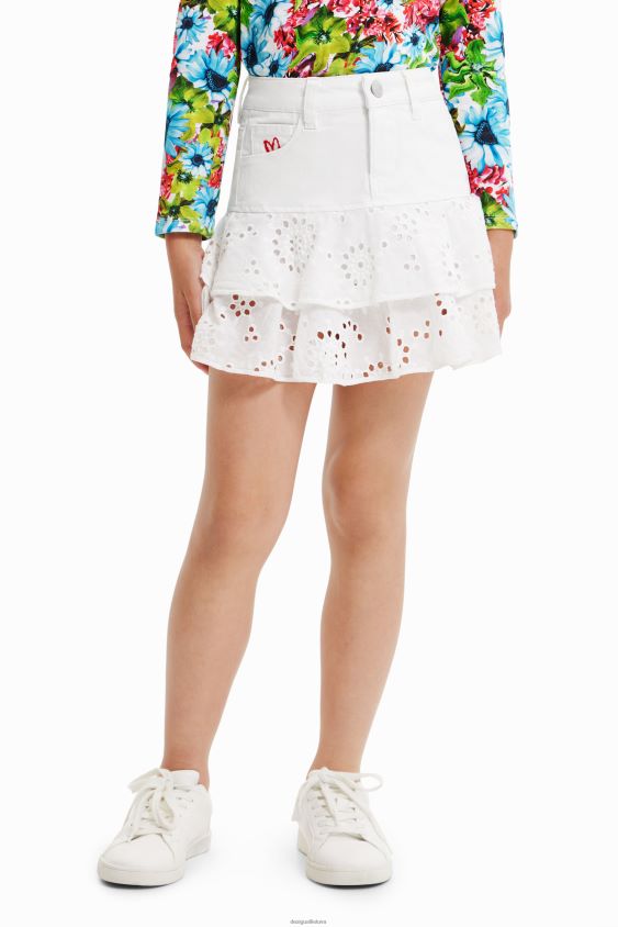 Desigual mergina šveicariško siuvinėjimo mini sijonas apranga S606BV1826