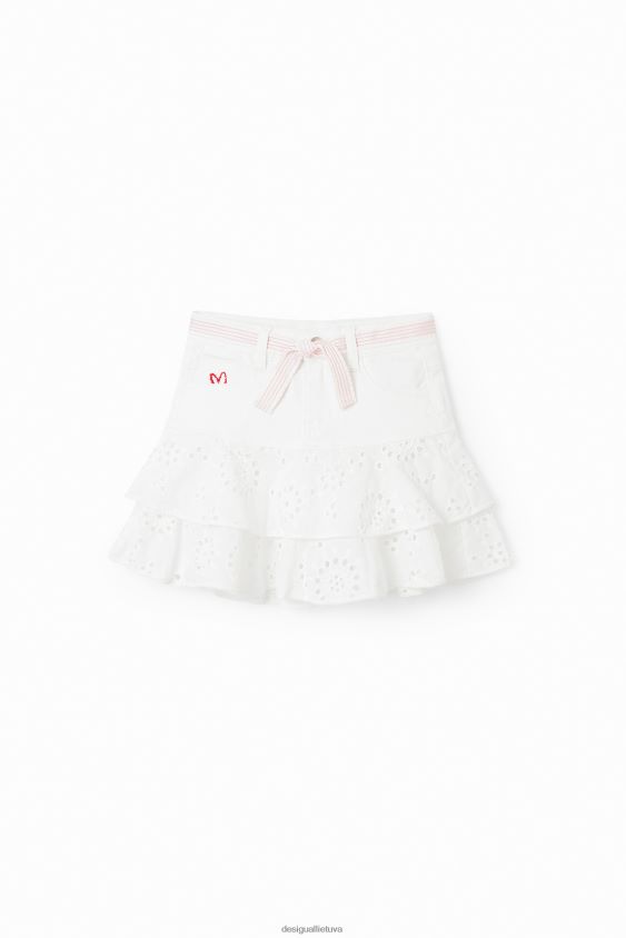 Desigual mergina šveicariško siuvinėjimo mini sijonas apranga S606BV1826