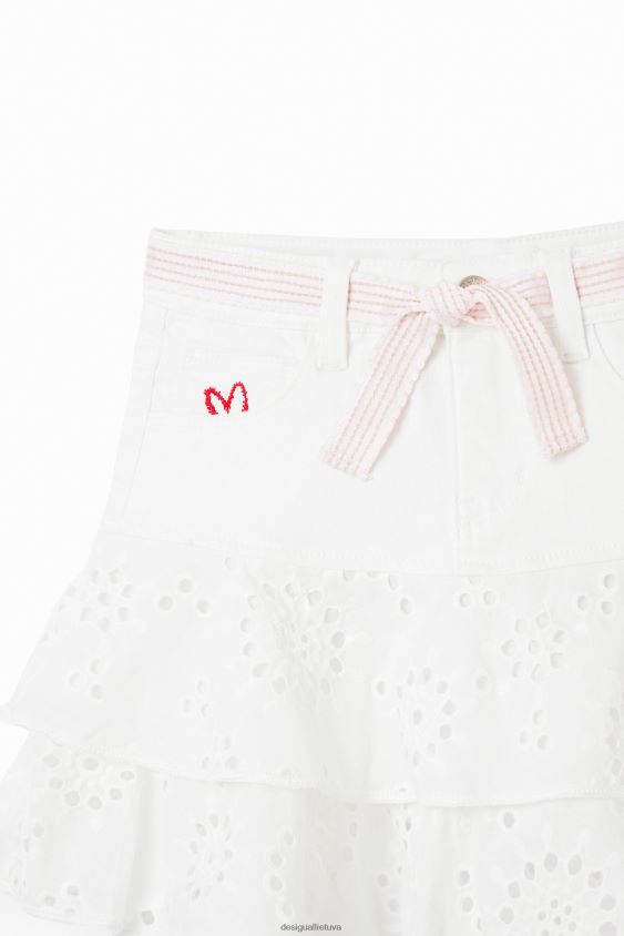 Desigual mergina šveicariško siuvinėjimo mini sijonas apranga S606BV1826