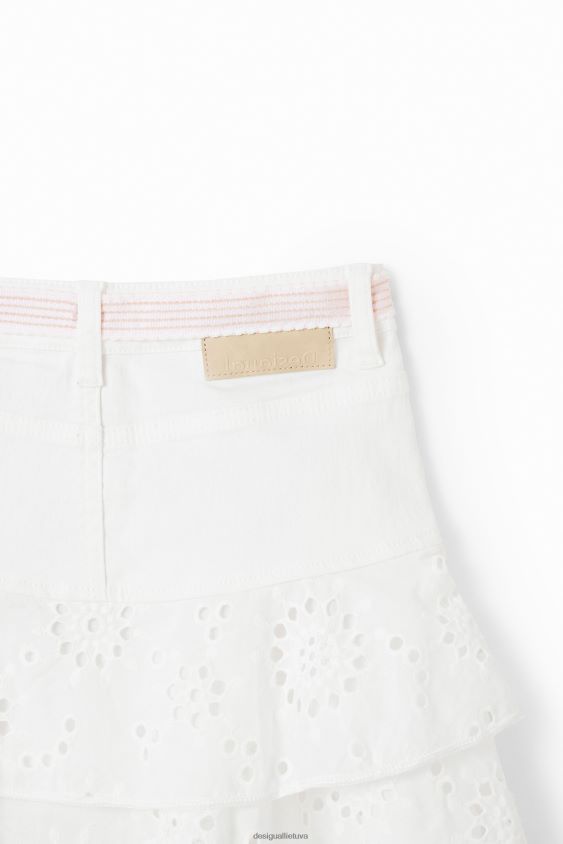 Desigual mergina šveicariško siuvinėjimo mini sijonas apranga S606BV1826