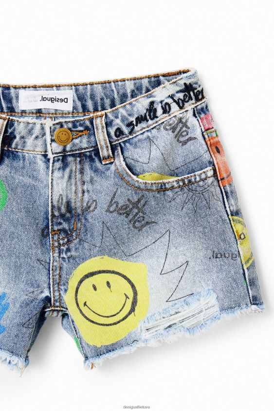 Desigual mergina šypsenėlės džinsiniai šortai apranga S606BV1752